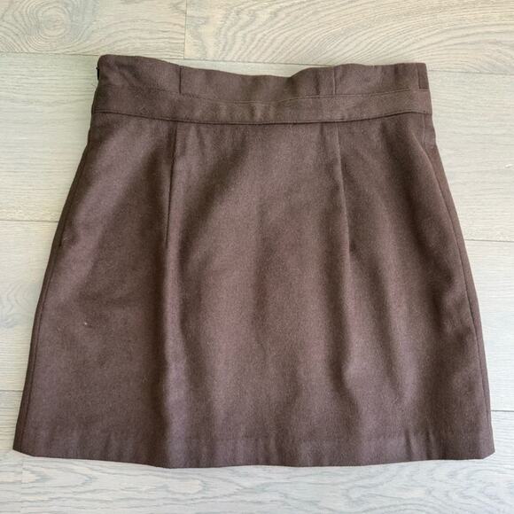 Vintage Milly of New York Preppy Pleated Wool Skirt with Tie, Brown, Size 10 - Picture 4 of 10